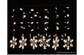 karácsonyi Beltéri HÓESÉS fényfüggöny, 57 meleg fehér LED, 1x0,65 méter, átlátszó kábel