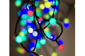 karácsonyi Kültéri Gyöngy fényfüzér, 120 LED, SZÍNES, 9,6 m, zöld kábel, 5 m betápkábel